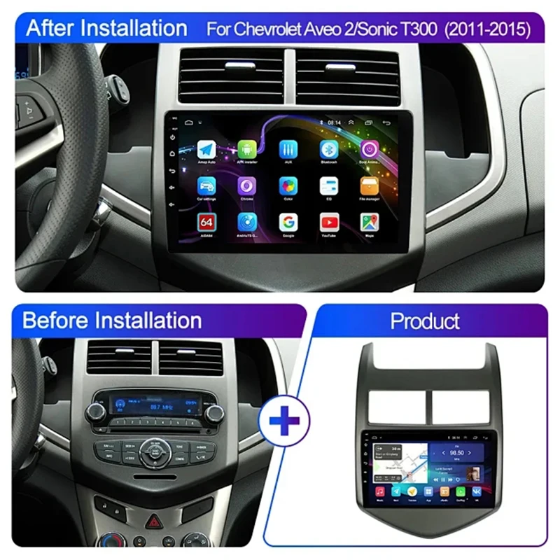 2Din Android 13.0 Car Radio for Chevrolet Aveo 2 Sonic T300 2011 2012 2013 2014 2015 Multimedia Naviagtion GPS Carplay Head Unit