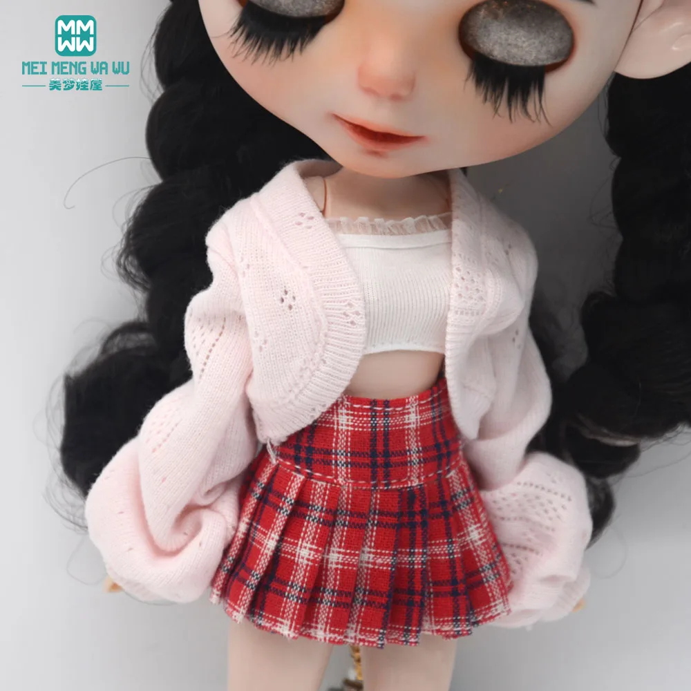 

Одежда для куклы Стильный вязаный комплект из трех предметов подходит для куклы Blyth Azone OB22 OB24 28 см, подарок для девочки