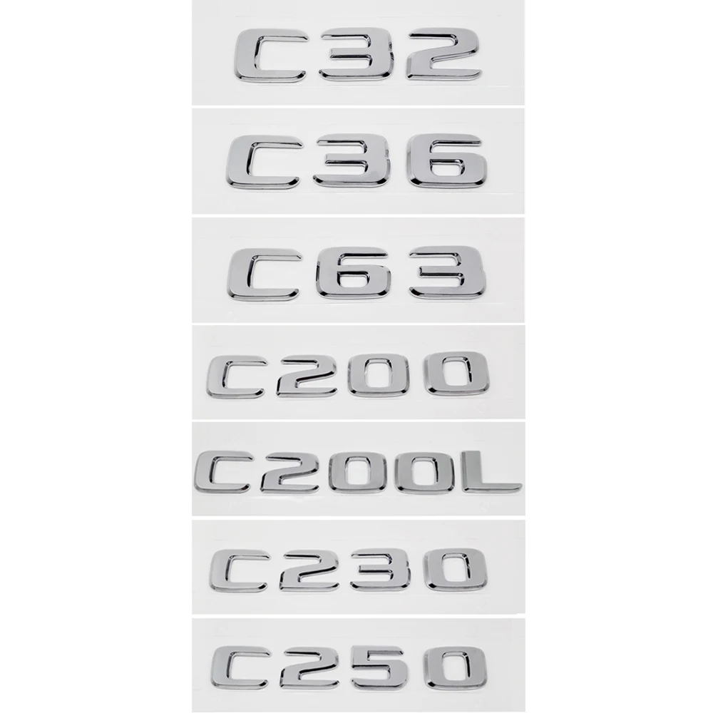 for Mercedes Benz AMG W203 W204 C32 C36 C63 C200 C200L C230 C250 Trunk Lid Sticker Number Plastic Emblem Car Exterior Decoration