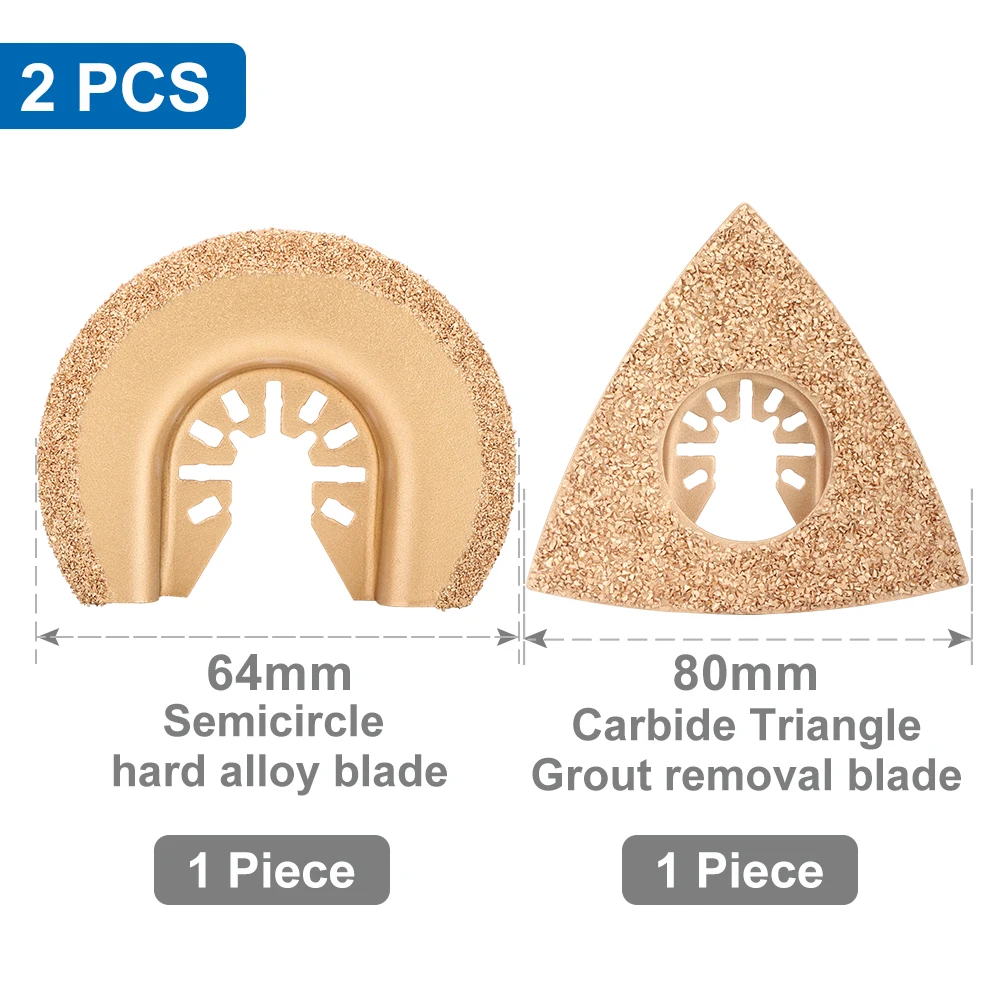 XCAN 2pcs Diamond Oscillating Saw Blade Quick Release Mixed Oscillating Universal Multi Tool Blade for Tile