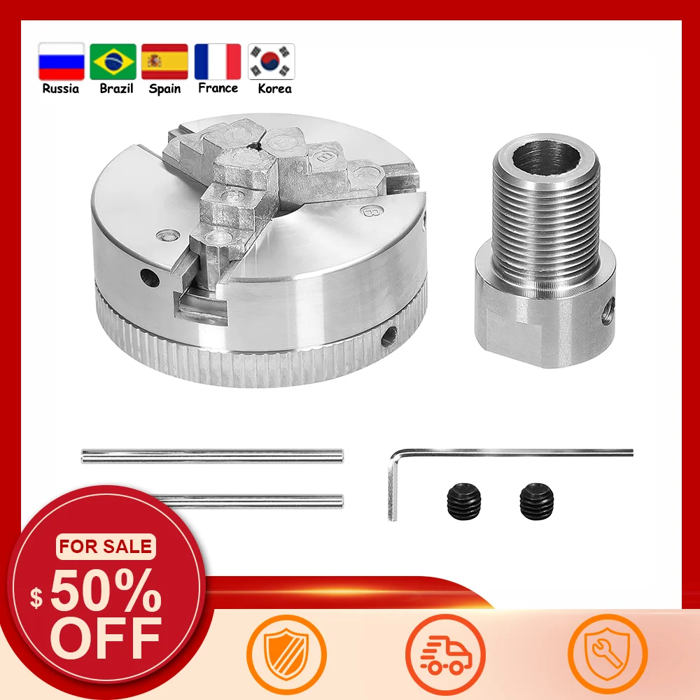 Lathe Chuck 3 Jaws/4 Jaws Manual Self-Centering Mounting Bolt for Grinding Milling Turning Machine