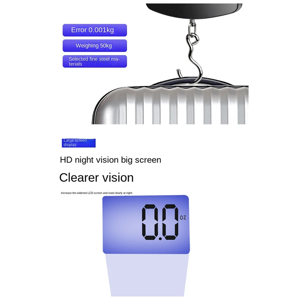 

A79I 50KG Travel Luggage Scale Portable Handheld Electronic Scale with Hook Weighing, Express Fishing Handheld Scale