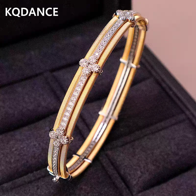 

KQDANCE винтажный ручной работы из серебра 925 пробы с синтетическим цирконом и бриллиантами, итальянский проволочный рисунок, браслет, ювелирные изделия, подарки