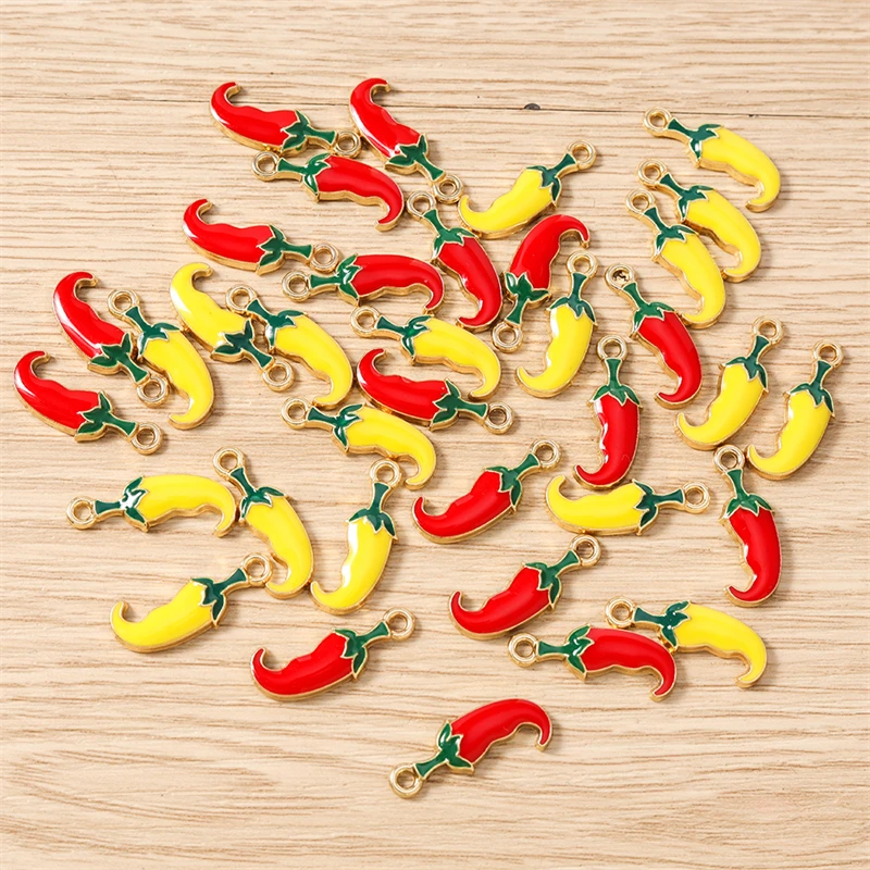 10 قطعة 8x22 مللي متر لطيف المينا الفلفل الحار Charms المعلقات ل إسقاط أقراط القلائد أساور Crafts بها بنفسك الحرف اليدوية صنع المجوهرات #5