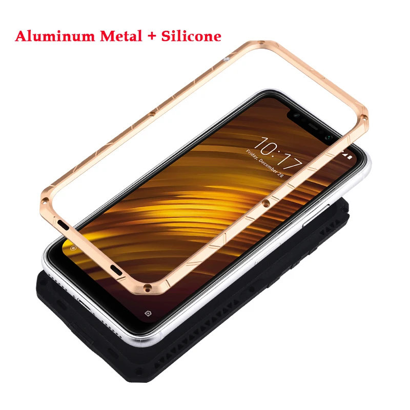 Daily Life Waterproof Case For Xiaomi 11 10 Poco X3 Nfc Luxury Shockproof Aluminum Metal Silicone Back Cover Redmi K40 K30