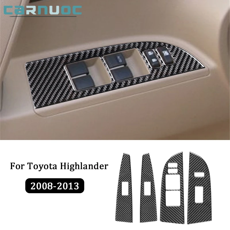 

For Toyota Highlander 2008 2009 2010 2011 2012 2013 Carbon Fiber Window Lift Button Stickers Car Interior Decorative Accessories