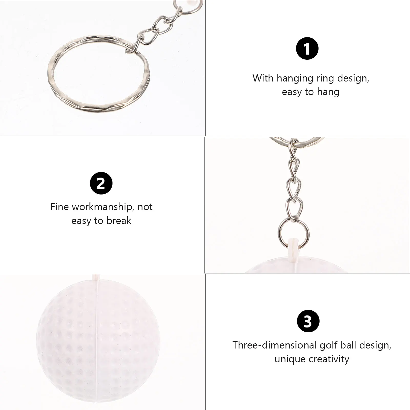 

12pcs Creative Golf Balls Keychains Elastic Sports Key Ring For Stress Relief Foaming Balls Decorative Portable Gift Team