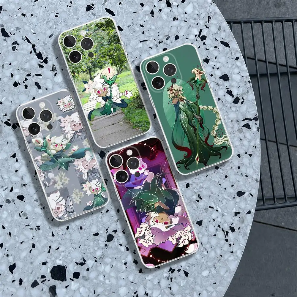 

Run Kingdom White lily Cookie Phone Case For iPhone 17 16 15 Pro Max,Mini Transparent Soft Cover