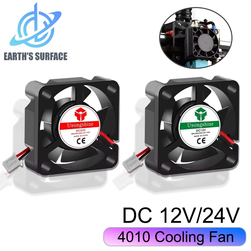 3D Printer Parts 4010 Cooling Fans DC 12 24 Brushless DC Turbo Fans for Heatsink Cooler Radiator 2 Pin Fans for Extruder Parts