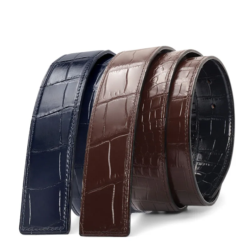 

Belt crocodile double belly pants belt men's leather headless fashion without buckles high-end big brand tide