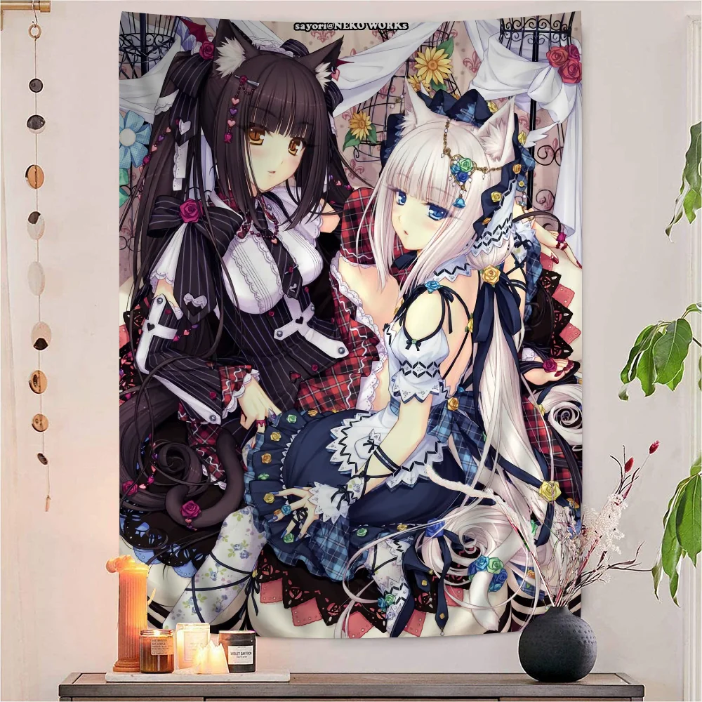 Game Anime Nekopara Cartoon Tapestry Bohemian Wall Tapestries Mandala Wall Hanging Sheets