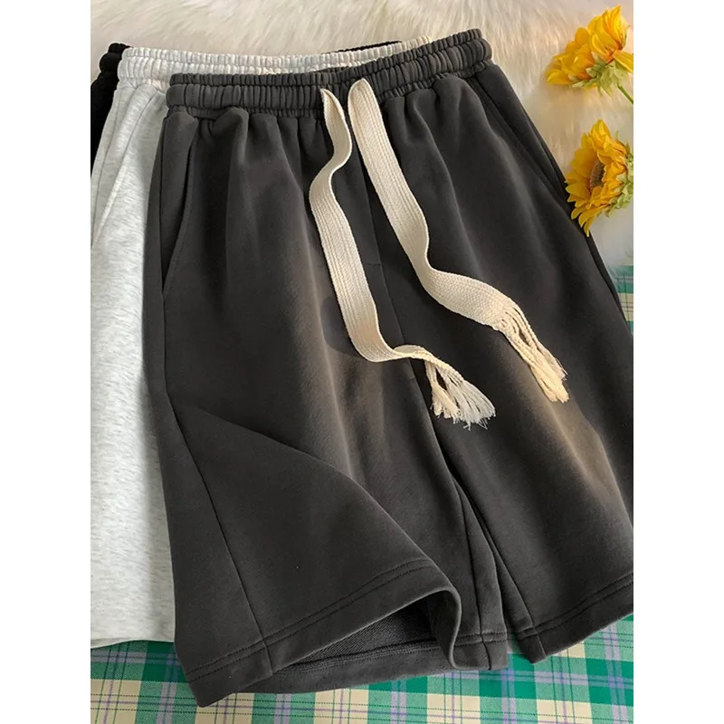 

Sports shorts men's autumn new loose basketball five quarter pants solid color versatile drawstring casual sweatpants