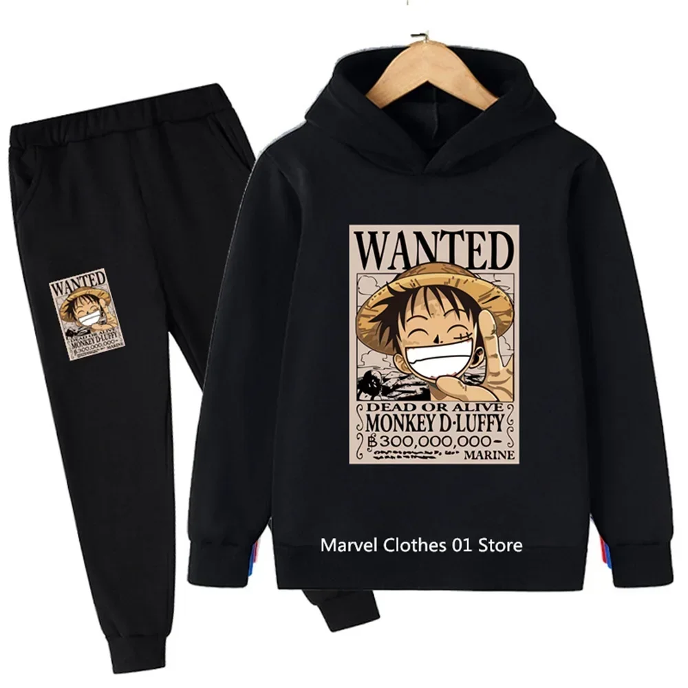 One Pieces Hoodie Set Kids Luffy Clothes Boys Girls Clothing children's sports suit autumn hoodie pants 2-piece set