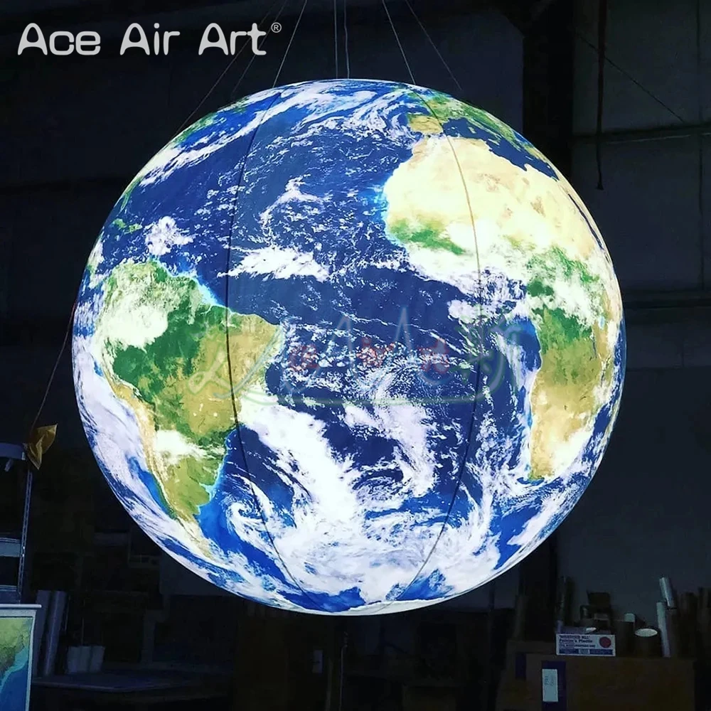

LED Lighted Inflatable Earth Globe - Planet Ball for Science Exhibition, Commercial Event