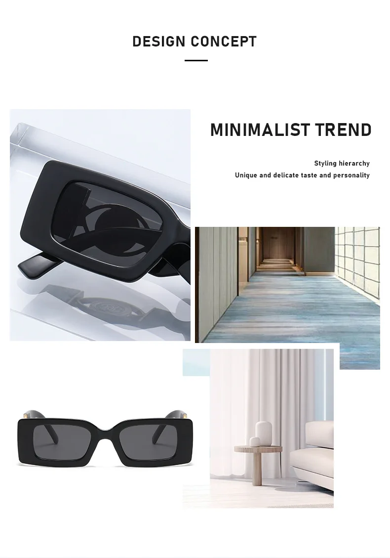 Neue Quadratische Kleine Rahmen Sonnenbrille Für Frauen Straße Fotografie Gläser Fashion Square Moderne Sonnenbrille JH3033 – Detail 2