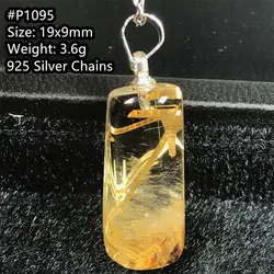 Natural Gold Rutilated Quartz 925 Silver Chain Pendant For Women Men Reiki Luck Gift Crystal Beads Royal Gemstone Jewelry AAAAA