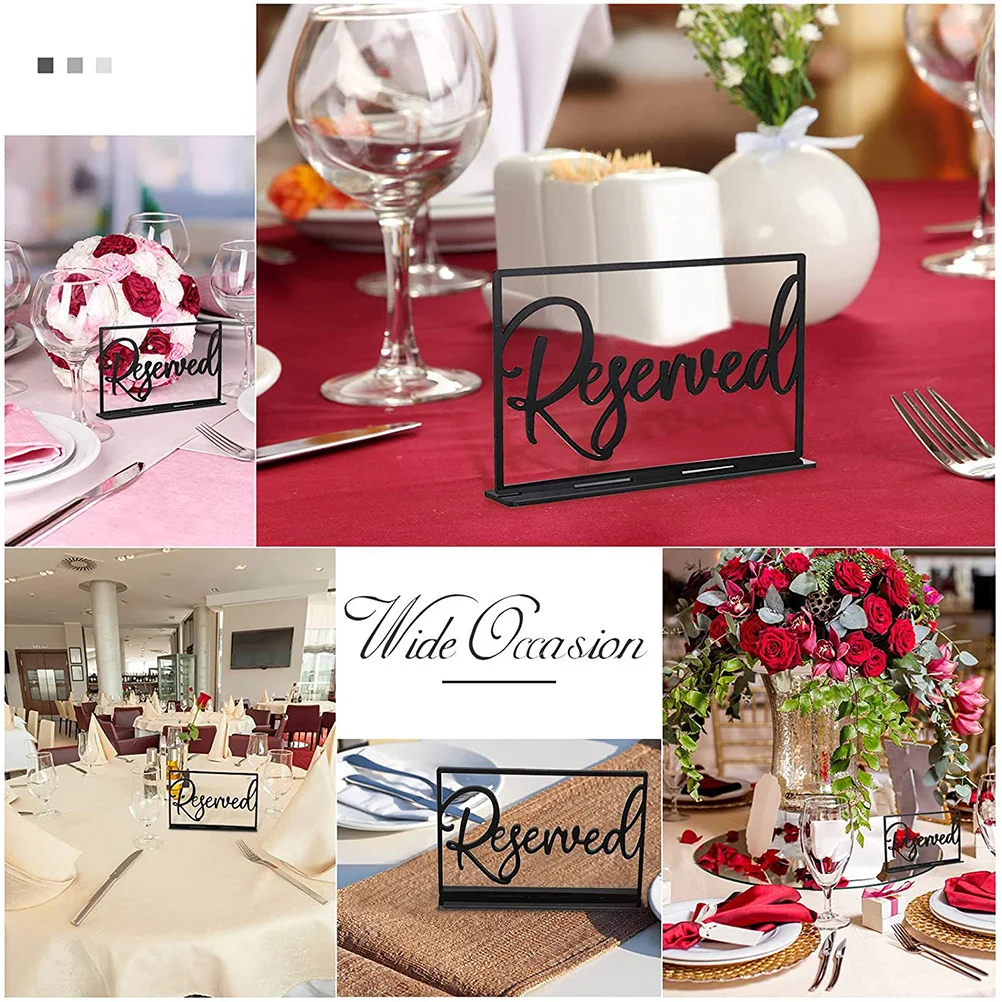 

6 Pcs Reservation Sign Reserved Cards for Wedding Table Number Office The Center Decor Acrylic Restaurant Dining Tables