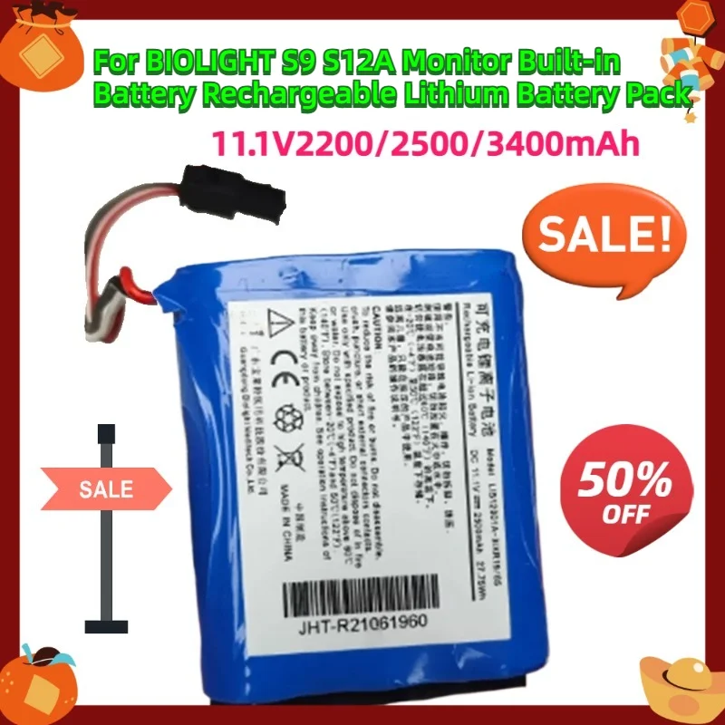 For BIOLIGHT S9 S12A 11.1V2200/2500/3400mAh Monitor Built-in Battery Rechargeable Lithium Battery Pack