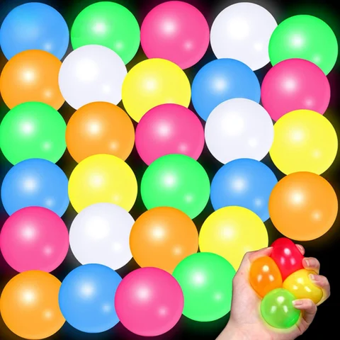 6/12/18 Pcs 4.5cm Fun Luminous Pinch Sticky Balls for Birthday Party Wedding Christmas New Year Party Game Gift Prize Gift Pack