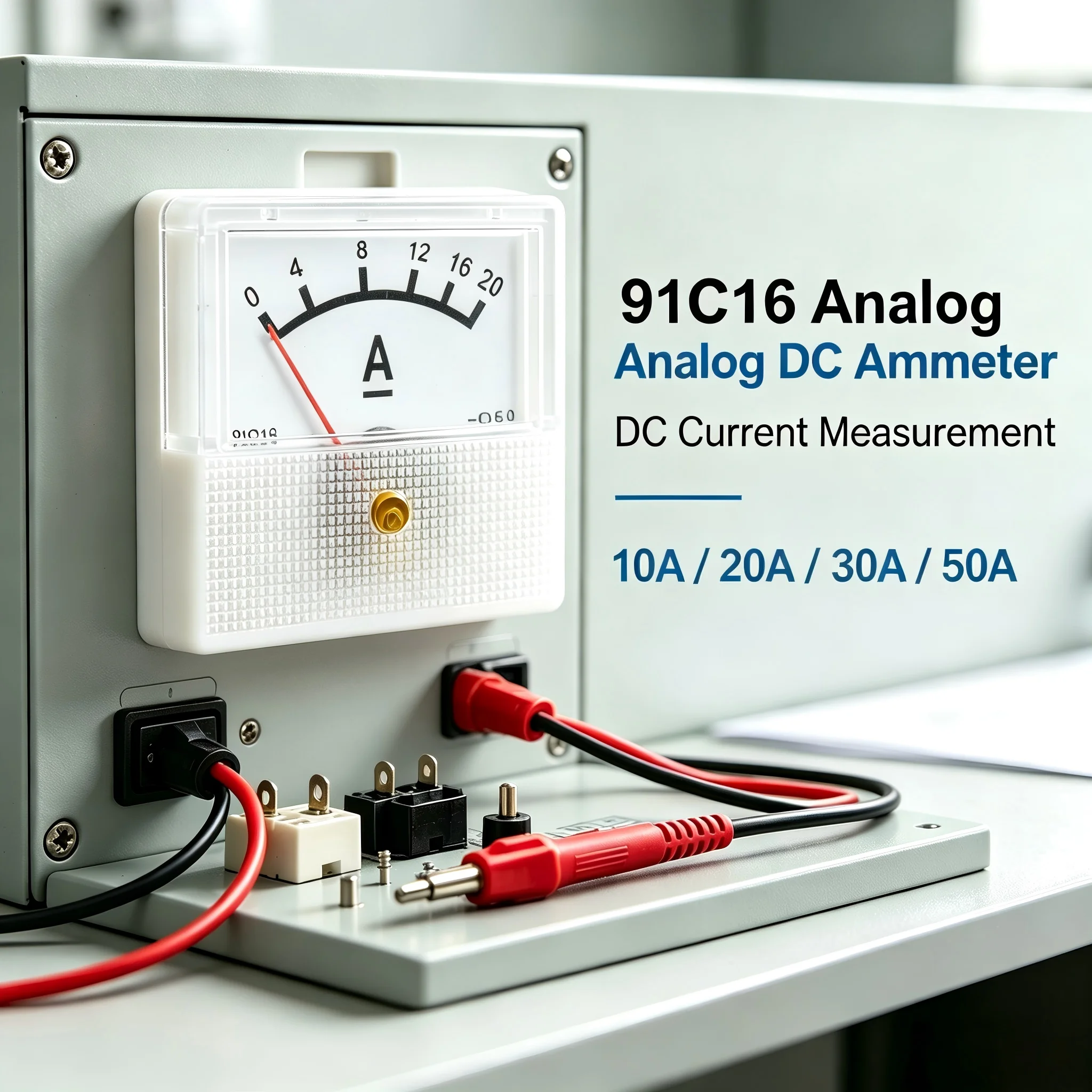 Mechanical Type 91C16 Ammeter DC Analog Current Meter Panel DC 0-10A 20A 30A 50A for Small charger instrument DIY enthusiasts