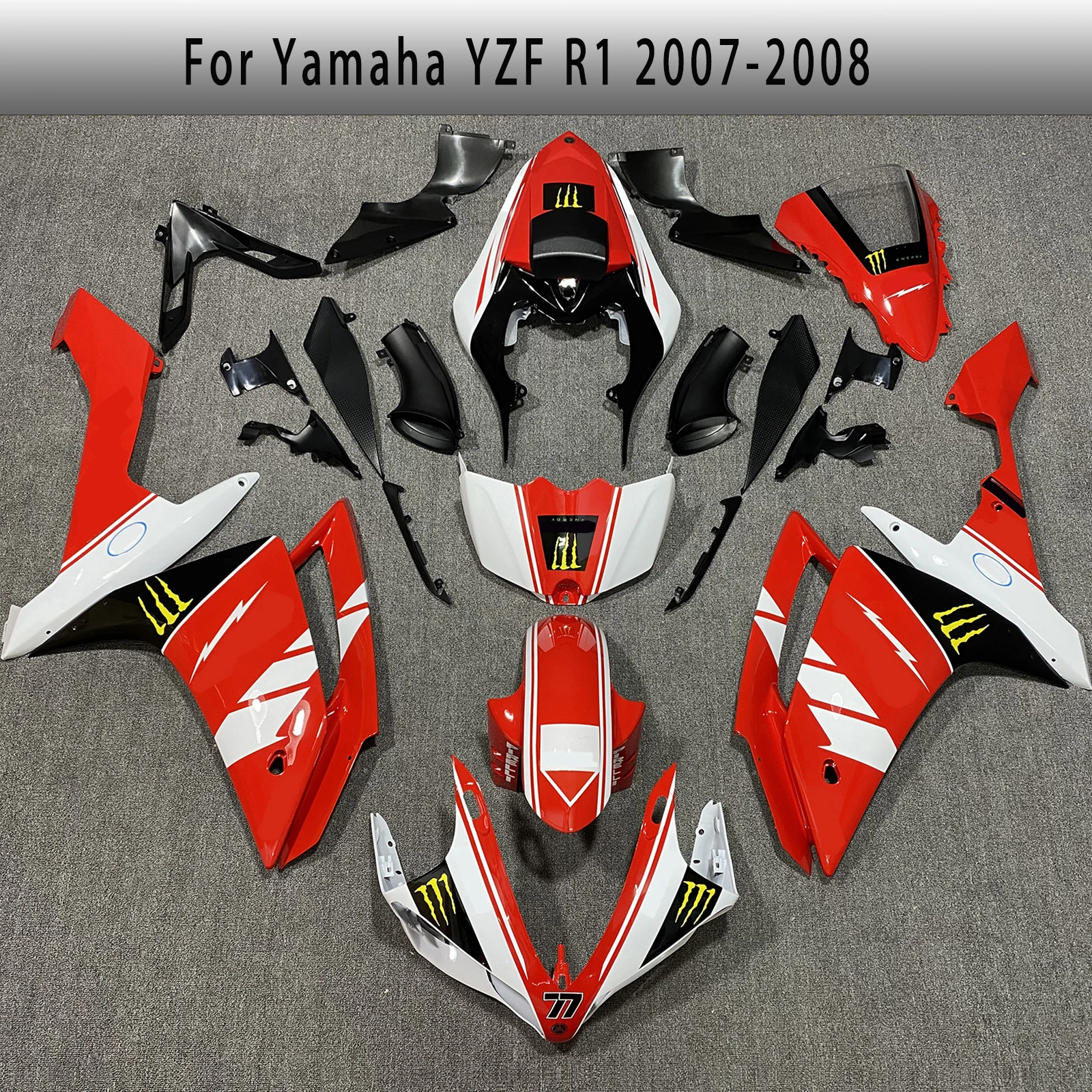 For YZF R1 2007 2008 Motorcycle Bodywork Set High Quality Injection ABS Plastics Fairings Accessories Red White