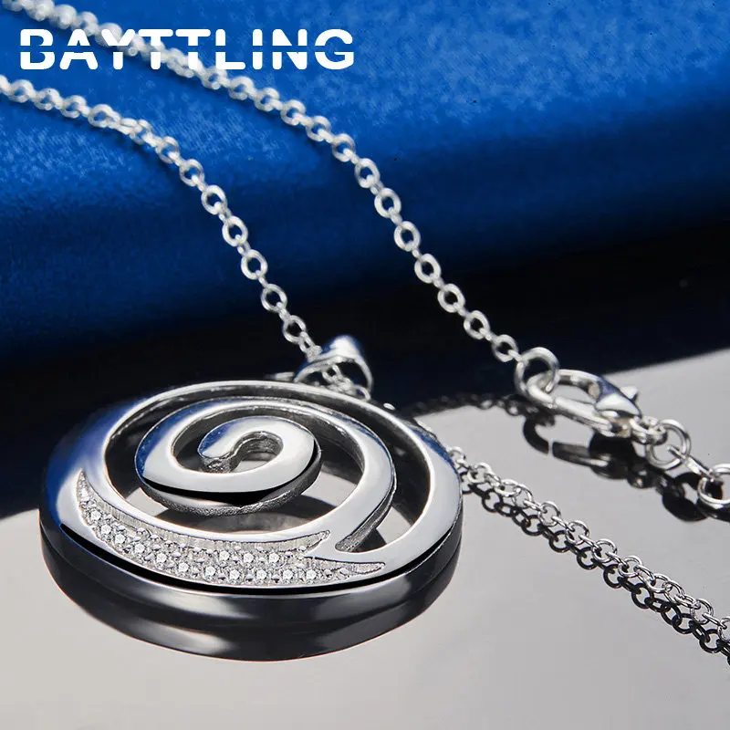 Fashion 925 Sterling Silver 16-30 Inches Hip Hop Spiral Round Zircon Necklace Woman Wedding Girlfriend Charm Wedding Gift Jewelr