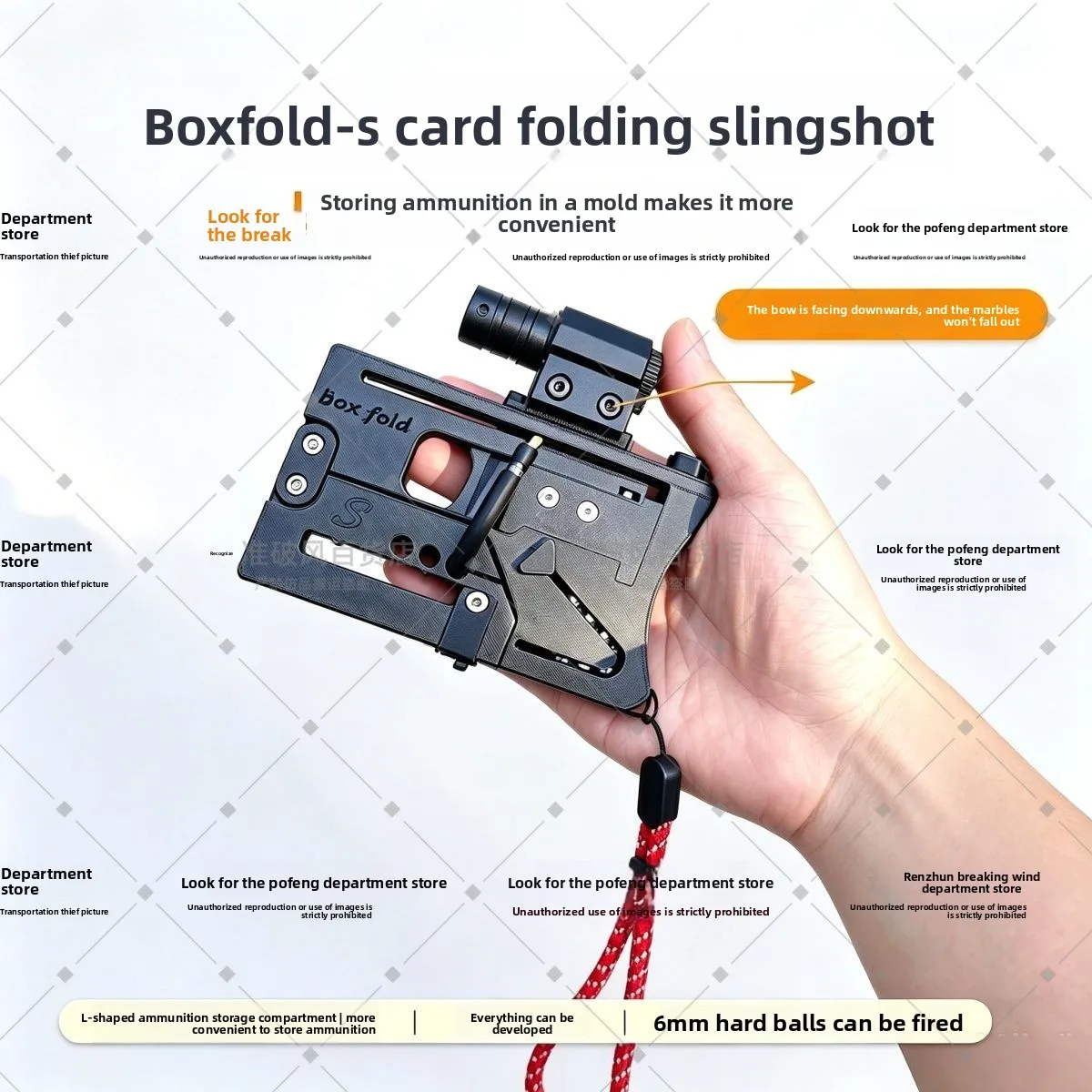 Boxfold-s Detachable Mechanical LASER Aiming Card Folding Slingshot Quick Change No Need To Tie Rubber Band Portable Upgrade EDC
