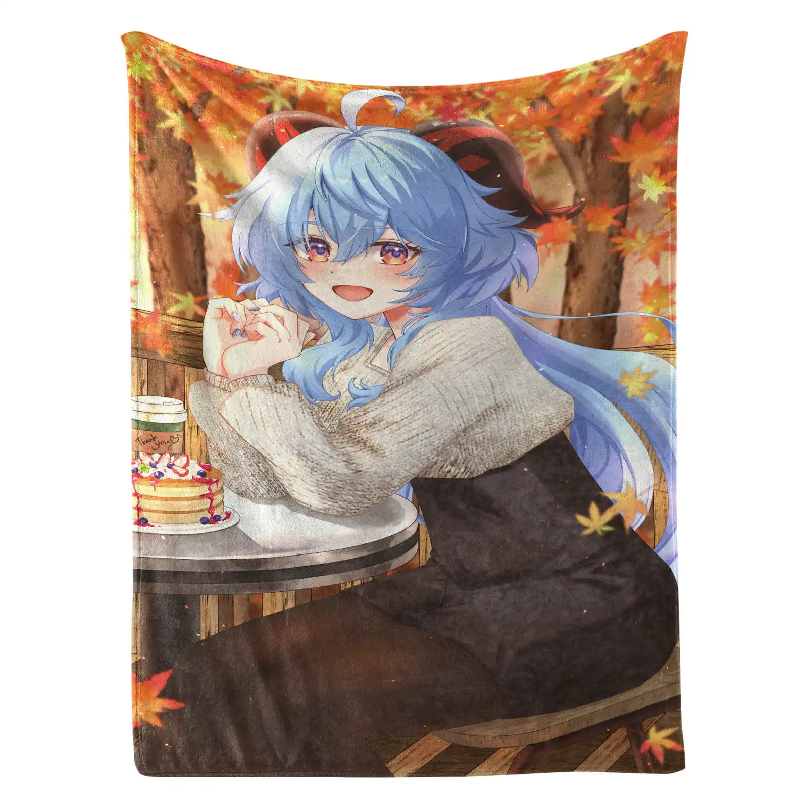 Ganyu Genshin Impact  Blanket Winter Adults and Kids Couch Bed Fluffy Flannel Blanket