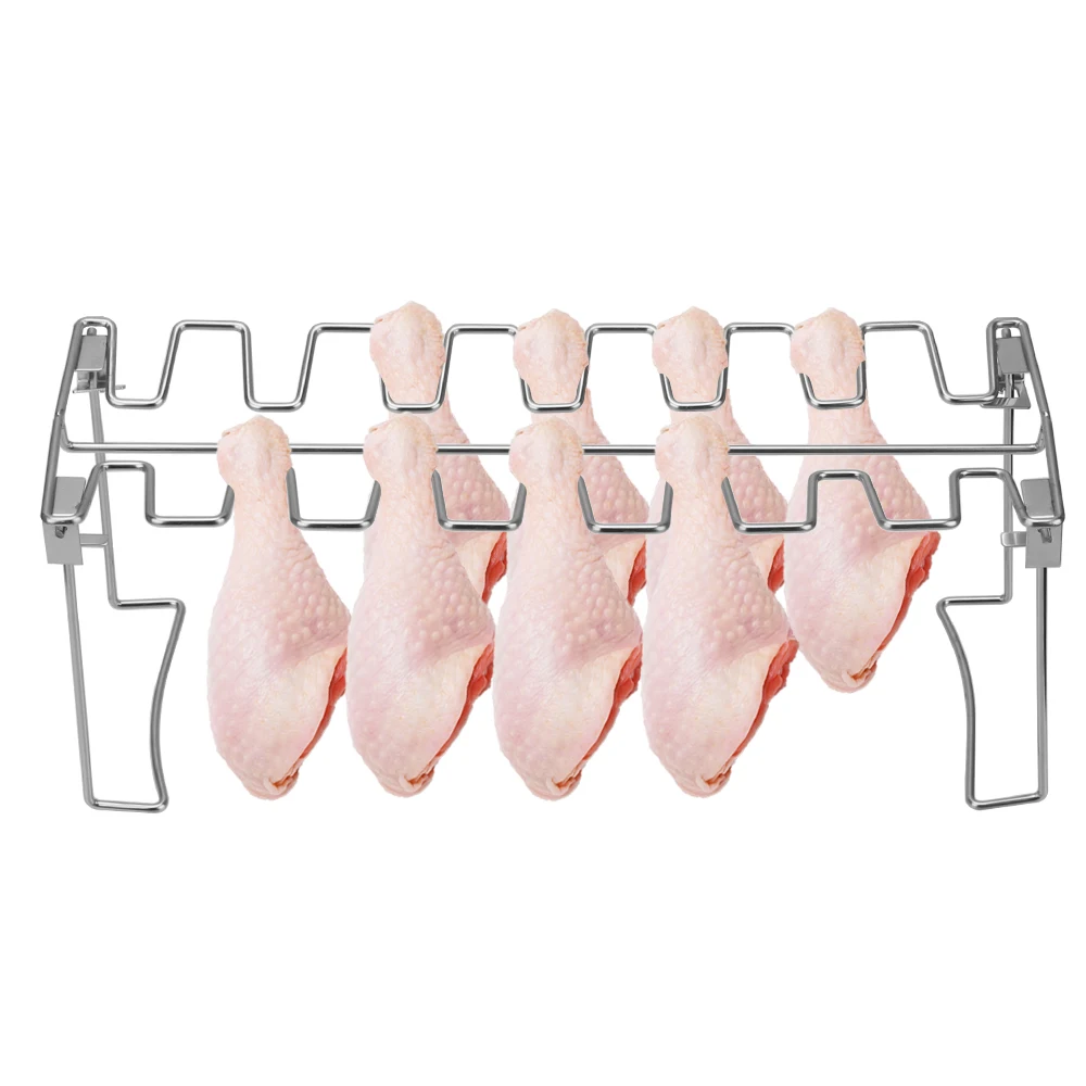 Barbecue Rib Roast Rack Stainless Steel Roast Chicken Leg Rack Non-Stick Grilling BBQ Chicken Wing Leg Rack