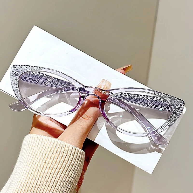 Retro Oval Small Frame Fashion Diamond Anti-blue Light Presbyopia Glasses Middle-aged and Old High-definition Reading Glasses