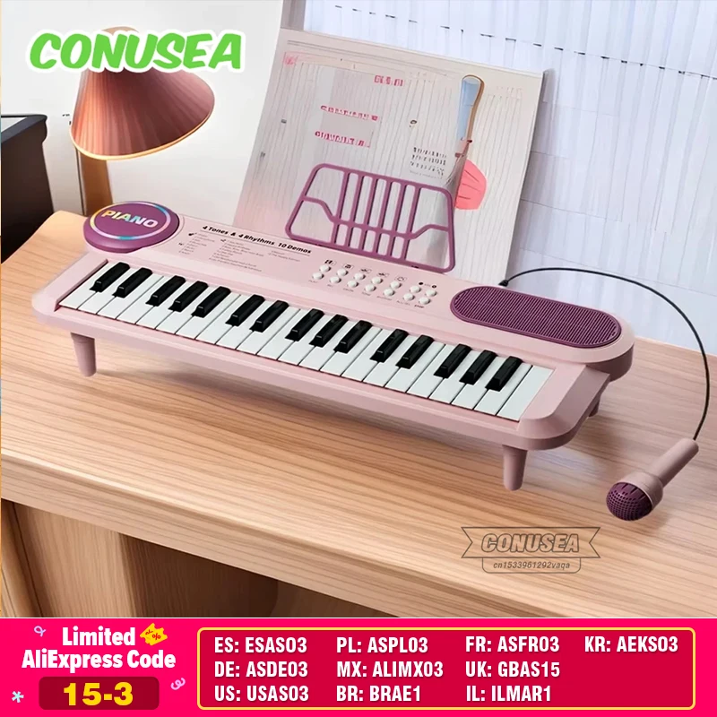 Piano électrique 37 pour enfants, clavier pour bébé avec Microphone, chansons chantantes, jouet éducatif, jeux d'instruments de musique pour enfants
