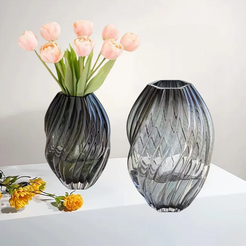 

Vase glass advanced sense ins wind living room ornament transparent simple water raised flowers rose dining table creative decor