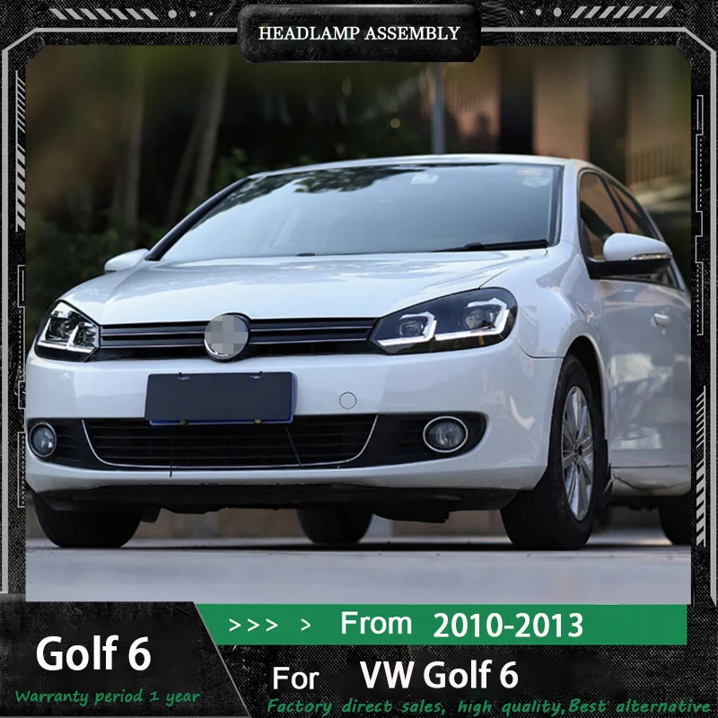 Auto Parts For Volkswagen Golf 6 Headlights 2009-2013 R20 MK6 latest Styling LED Daytime Lights Dual Projector Car Accesorios