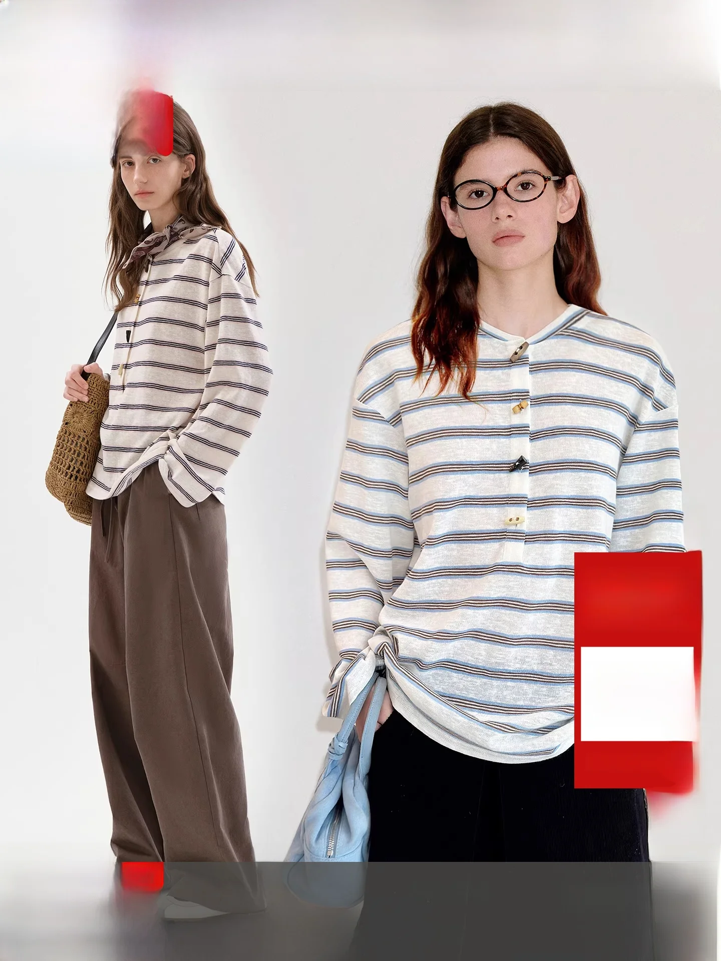 

Женская повседневная футболка Fano Miu свободного кроя с длинным рукавом, в полоску, из смесового хлопка и полиэстера, с круглым вырезом, классический узор, 2025...