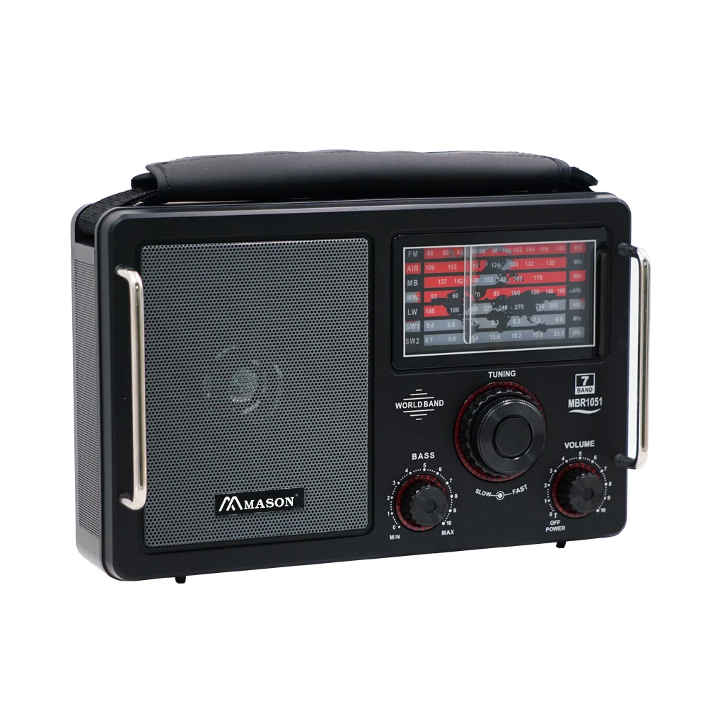 MASON FM AM SW Aviation Band Portable Radio Plug in Battery Dual Use Radio with Speaker Knob