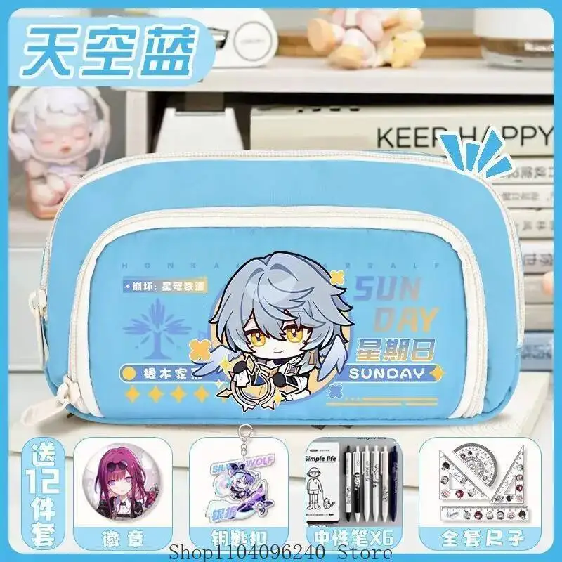 Juego de Anime Honkai: Star Rail The Herta Castorice, capacidad de Anime, lápiz, soporte de papelería de dibujos animados, estuche de bolígrafo, Cosplay escolar Hal