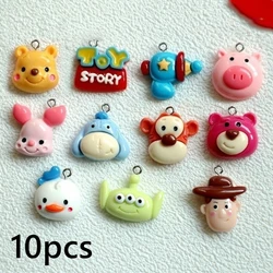 10PCS Cartoon Character Resin Pendant Colorful Cute Woody Toy Story Dangle DIY Necklace Bracelet Earrings Keychain Accessories