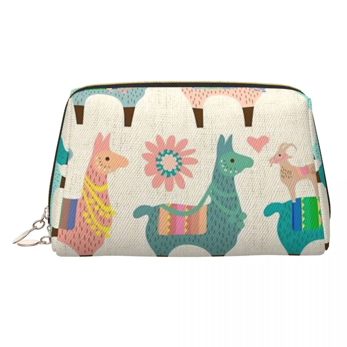 Llama Alpaca Animal Women Cosmetic Bags Travel Makeup Organizer Pouch Toiletry Storage Dopp Kit Case