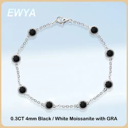 EWYA Full 4mm 0.3CT D Color Black Moissanite Tennis bracciale per donna S925 argento placcato 18K All Diamond Hand Link bracciali