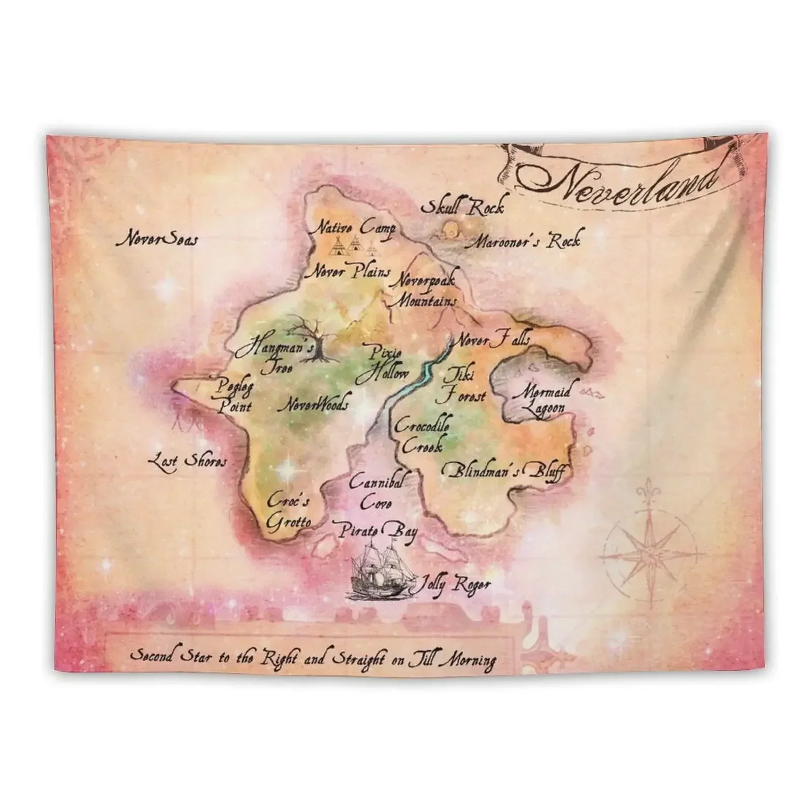 Jessica's wedding Neverland map Final Tapestry Bathroom Decor Room Decor Aesthetic Tapestry