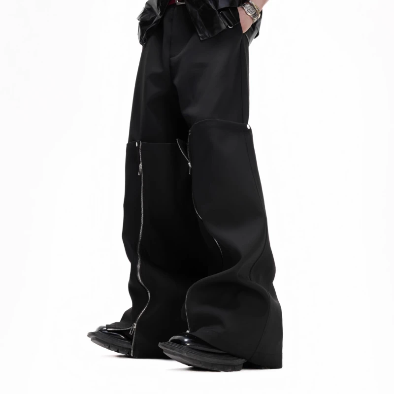 Men's 2025 Four Seasons Wear Niche Double-layer Design Trousers Loose Detachable Trousers Masculinity Trendy Zipper Design Pants