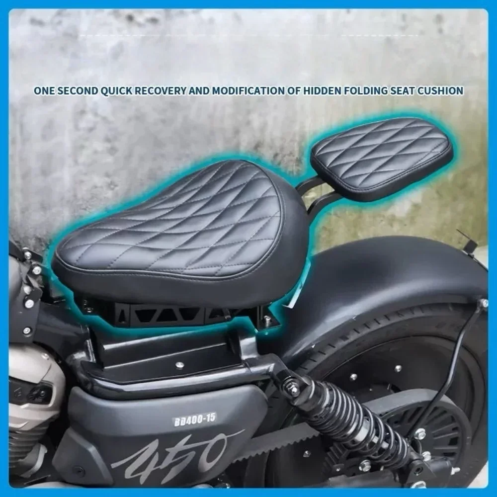 FOR BENDA ChinchiIIa 500 BENDA ChinchiIIa 450  custom retro folding cushion hidden double seat cushion bobber seat leather seat
