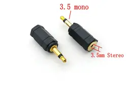 Adaptateur de prise mono mâle vers jack stéréo femelle 3.5mm, couleur or, 4 pièces