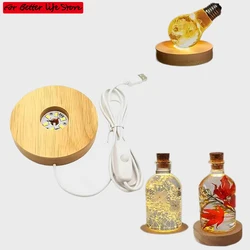 1piece  LED Wood Light Base Rechargeable Remote Control Wooden Light Rotating Display Stand Lamp Holder Lamp Base Art Ornament