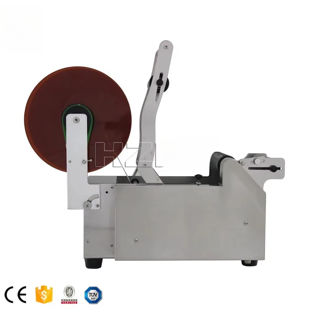 HZPK MT 50 Semi Automatic Electronic Round Bottle Food Wine Plastic Aluminum Jar Cosmetic Glass Label Sticker Labeling Machine