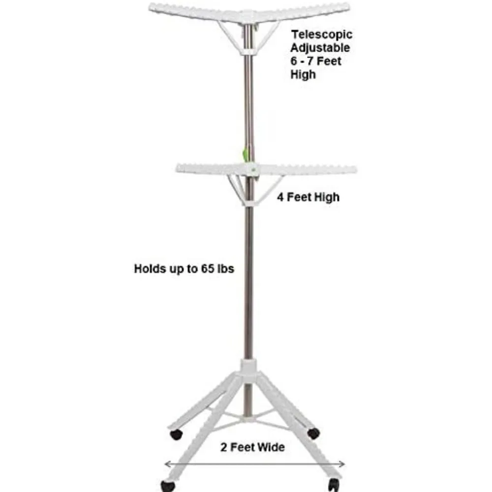 ราวตากผ้าสแตนเลสแบบปรับได้พร้อมล้อ รองรับน้ำหนักได้ 120 ชิ้น ใช้ได้ทั้งภายในและภายนอกอาคาร