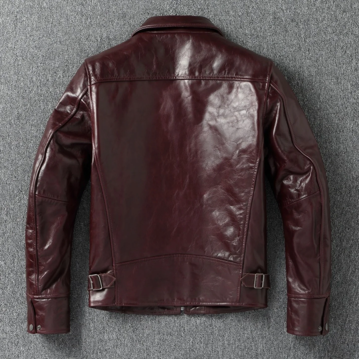 

Верхняя винтажная бордовая куртка из натуральной кожи, мужское короткое пальто из воловьей кожи, уличный мотоциклетный жилет, мужской кожаный жилет