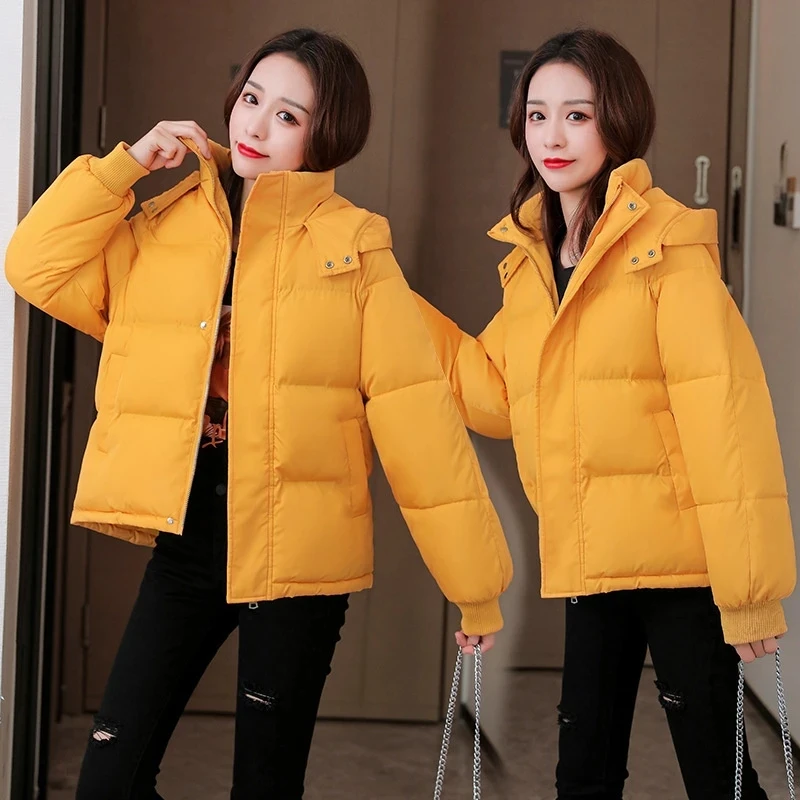 2023 New Winter Coat Women Hooded Puffer Coat Causal Thick Warm Parkas Zipper Down Cotton Padded Jacket Outerwear Female