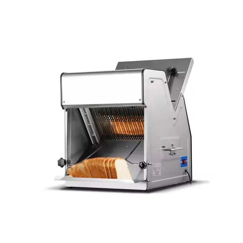 Mesin Pengiris Pemotong Roti Panggang Komersial Pembuat Pengiris Roti Otomatis Stainless Steel
