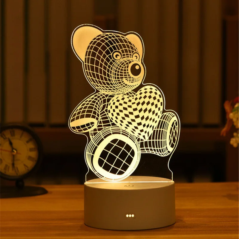 Acrylic 3D Night Lights Valentine's Day Visual Illusion LED  Wedding Lamp Visual Creative Desk Lamp USB Powered Holiday Gift